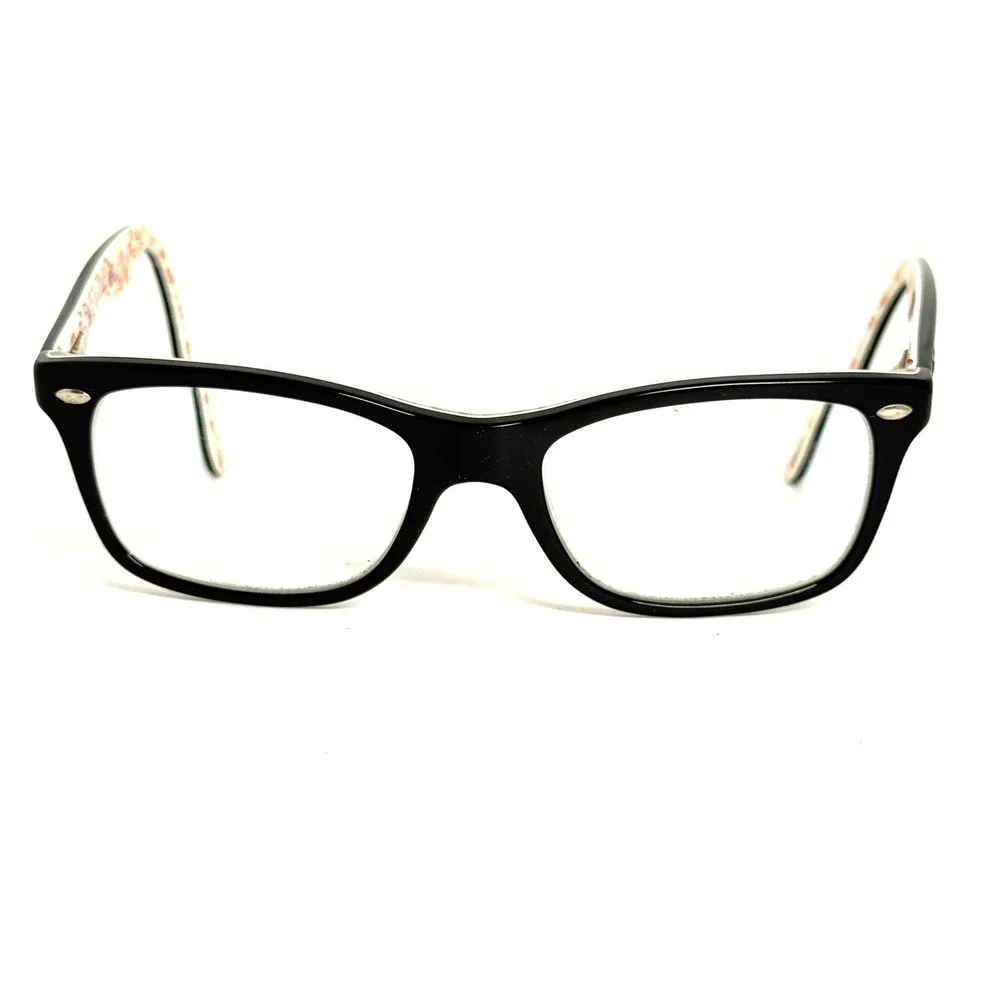 Ray-Ban RB 5228 5014 Black Red Script Logo Eyeglass Frames 50-17-140
